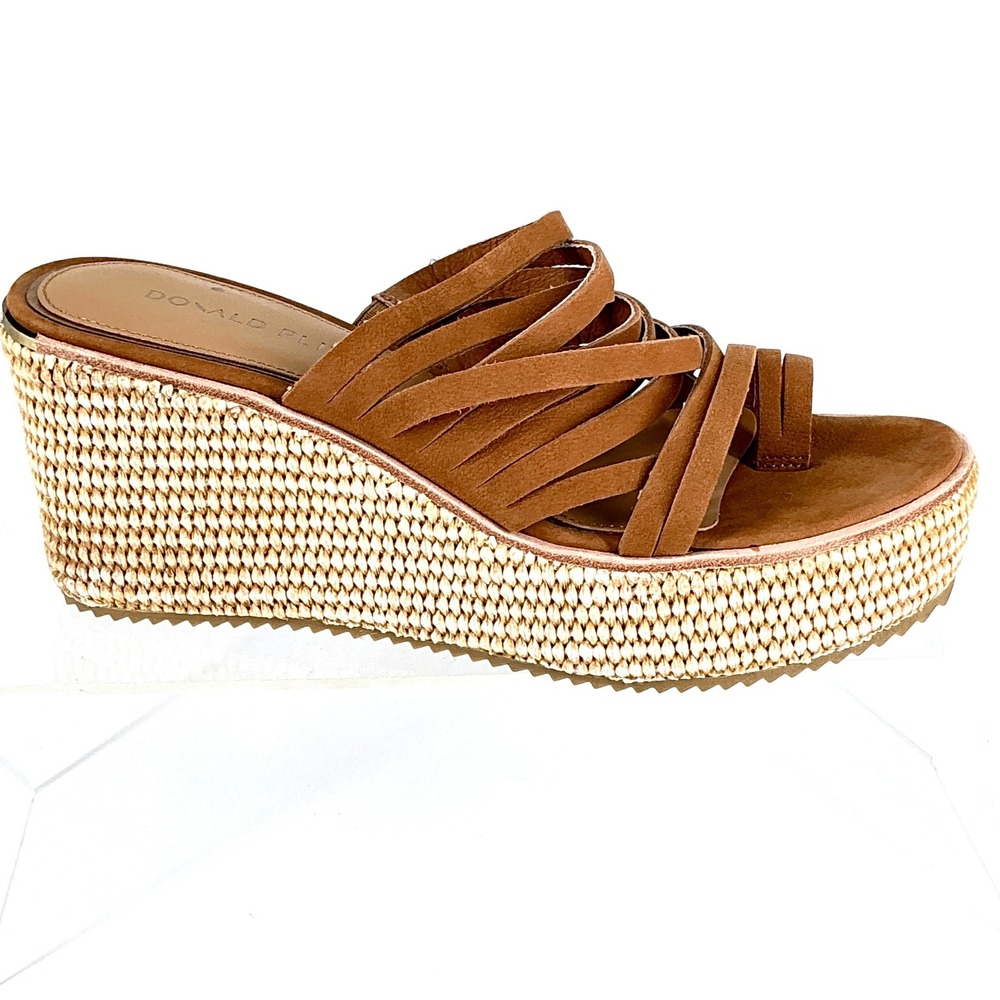 Donald Pliner Size 8.5 Tan Suede‎ Strappy Raffia Wedge Sandals NEW Ithaca $228